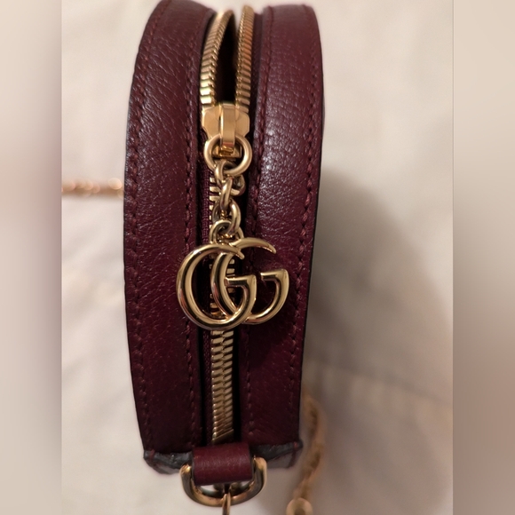 Gucci Mini Ophidia  Leather Shoulder Bag Bordeaux Red with Dustie COA EUC - Picture 8 of 15